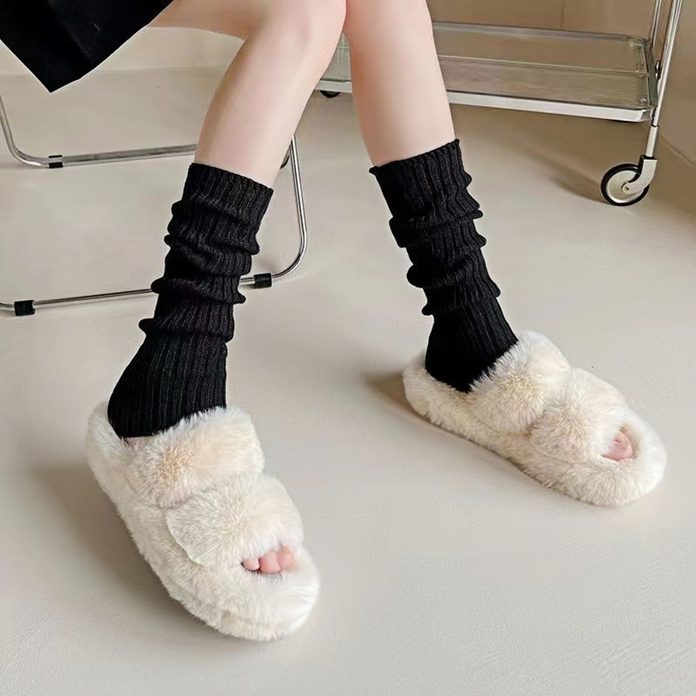 1/3 paia di calzini in peluche Lolita a tubo medio da donna, calzini protettivi per le gambe caldi autunnali e invernali, calzini spessi Lolita resistenti al freddo