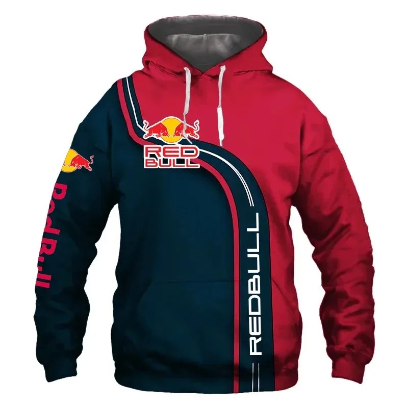2025 nova primavera e outono Red Bull moletom com capuz moda de rua 3D impresso pulôver masculino roupas esportivas ao ar livre roupas de corrida