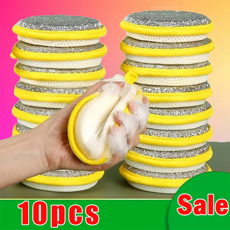 Esponja para lavar platos de doble cara, cepillo para lavar platos, sartén, olla, esponjas para lavar platos, herramientas de cocina para limpieza del hogar, 5/10/20 piezas