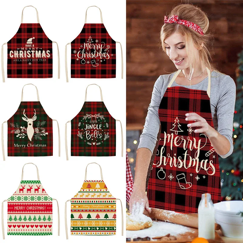 Vải Lanh Chúc Giáng Sinh Tạp Dề Đồ Dùng Trang Trí Giáng Sinh Cho Nhà Phụ Kiện Nhà Bếp Sinh Navidad 2020 Năm Mới Quà Tặng Giáng Sinh