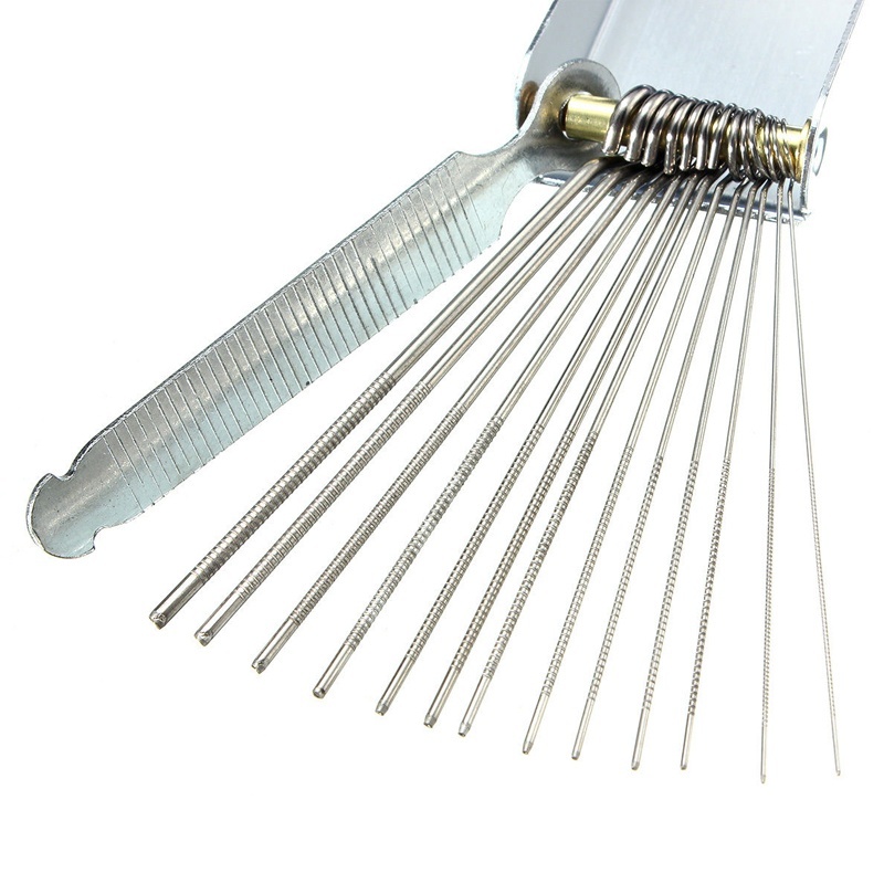 Metal 13 Sizes Long Shaft Files Electric guitar Bass Ukulele Saddle With Nut Polish Tools