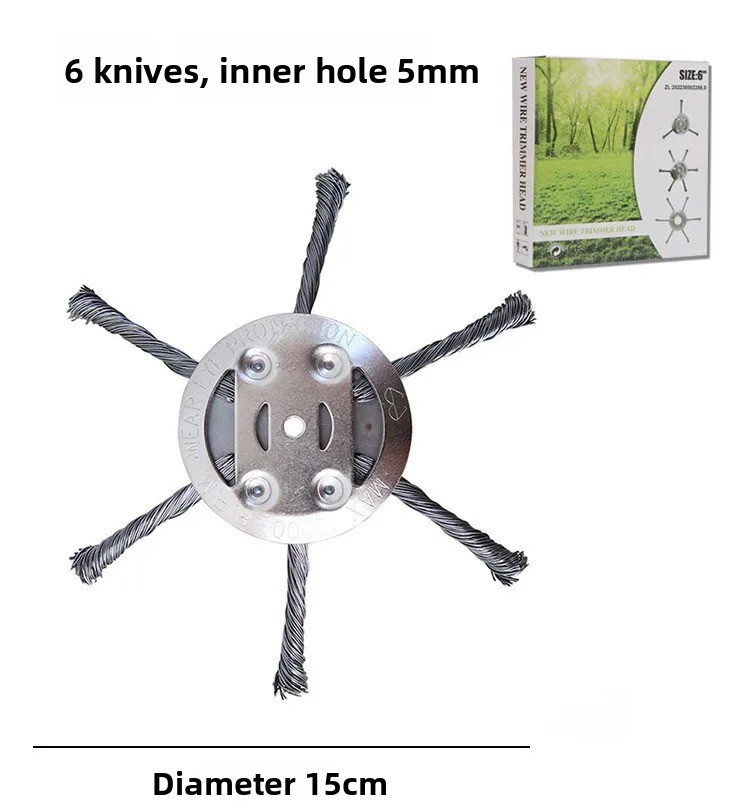 Cabezal de corte de césped de acero, cortador de alambre con batería de litio, hoja de malezas, cabezal de corte de césped para jardín, herramienta de accesorios eléctricos para cortacésped