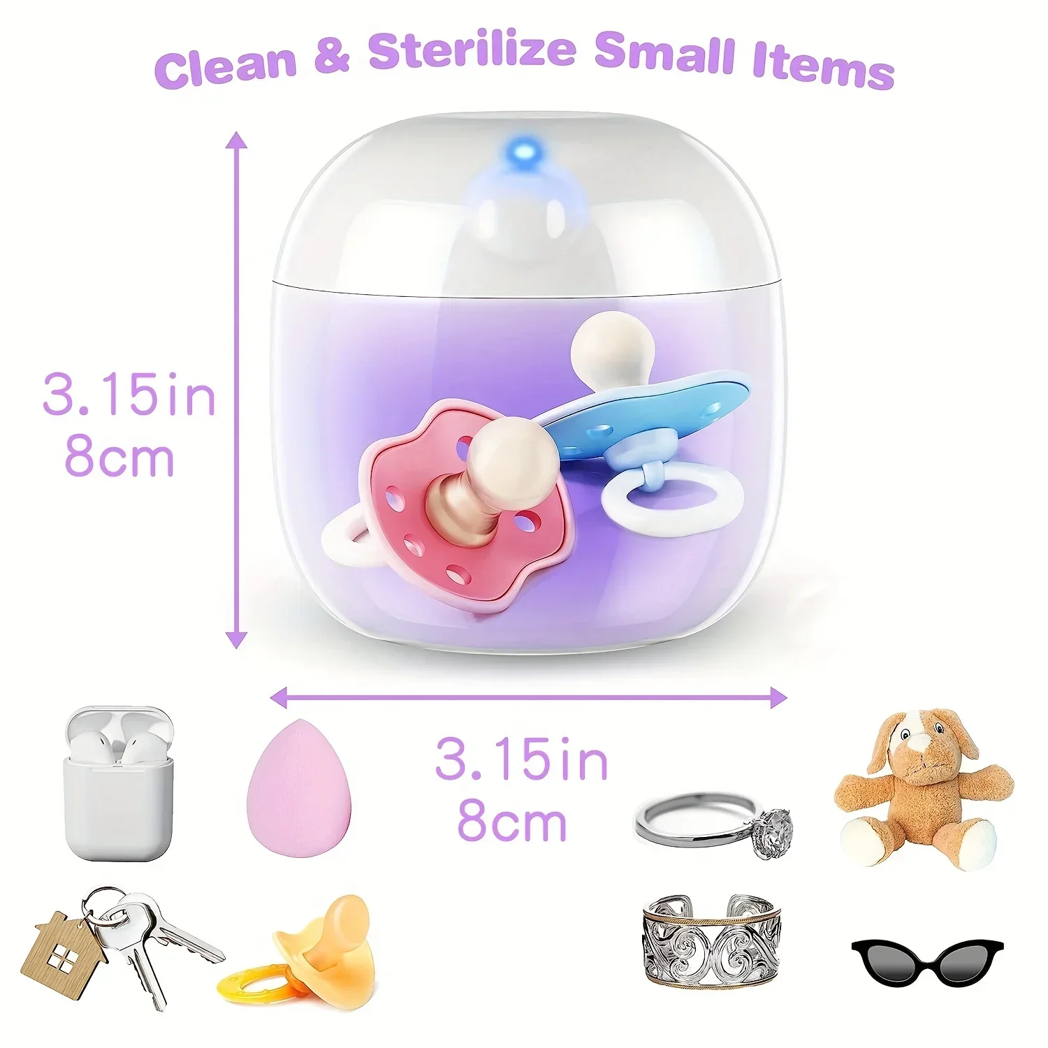 Przenośny smoczkowy sterylizator Mini sterylizator na światło ultrafioletowe sterylizować w 3 min USB do smoczka butelki gryzaki