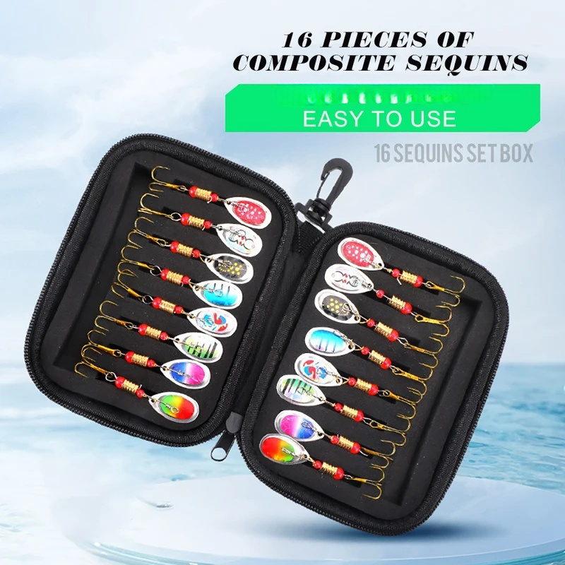 BRAVMACK16pcs Metal Spinner Bait Fishing Lure Artificial SpinnerBait For Pike Bass Trout Fishing With Fishing Bag