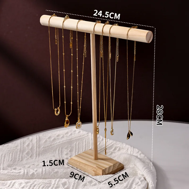 Adereços de jóias de madeira maciça expositor pulseira colar faixa de cabelo jóias armazenamento rack de exibição com base de madeira fornecimento
