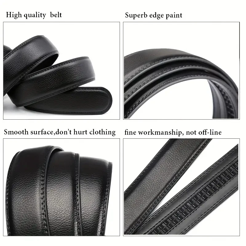 Cinturón de negocios de cuero genuino con hebilla automática a la moda para hombre, cómodo y duradero