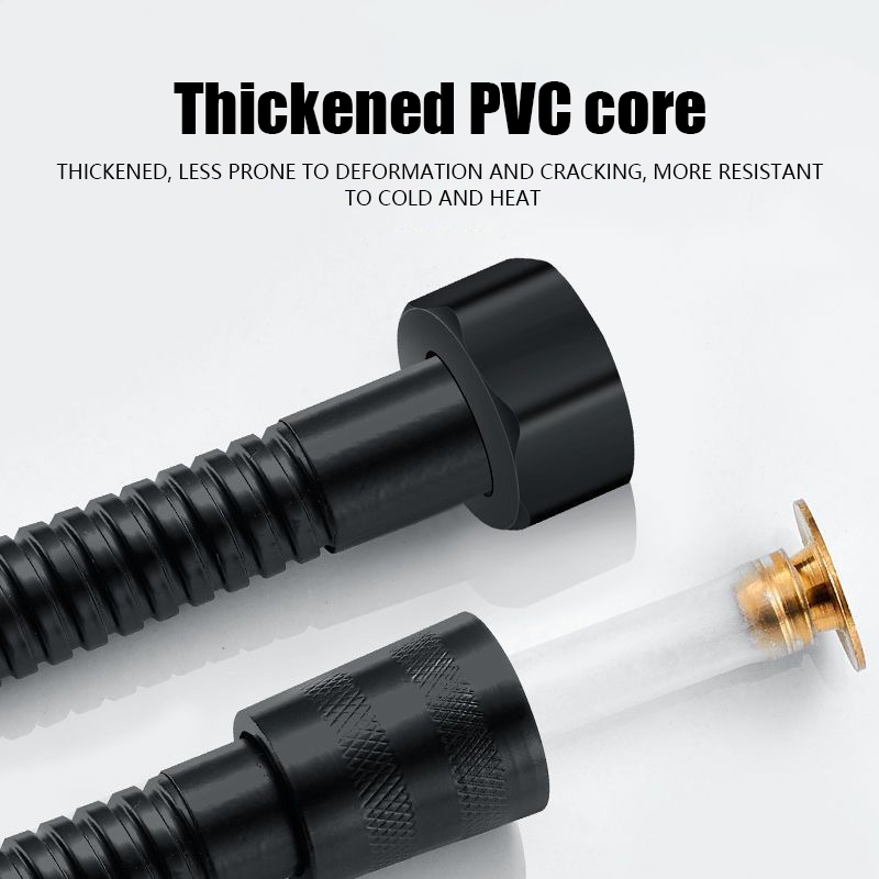 Black stainless steel shower hose, bathroom shower accessories, electroplated hose