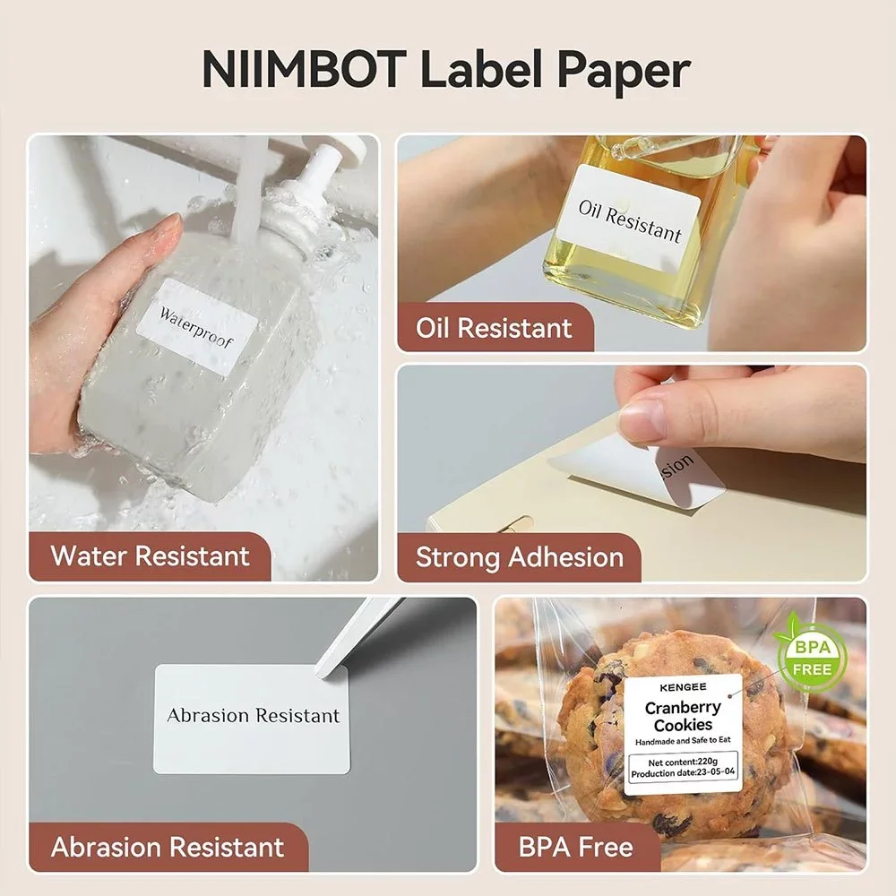 NIIMBOT B21/B1/B3S Serie completamente blanca Papel adhesivo de etiquetas térmicas imprimible 20-50 mm