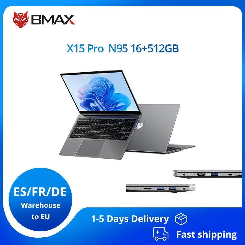 BMAX X15 Pro 16GB RAM 512GB SSD Intel N95 CPU Windows 11 Laptop 1920*1080 Dwupasmowy WiFi Laptop DDR4