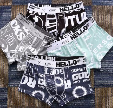 Bokserki męskie z bawełny, oddychające, wygodne, z nadrukiem, seksowne