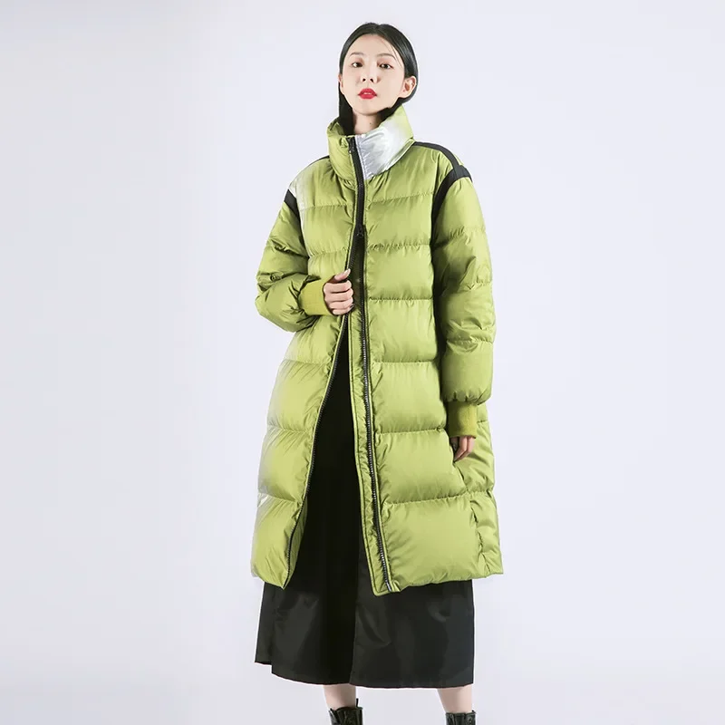 Chaqueta de plumón de pato blanco para mujer, abrigo grueso y cálido, estilo alargado, tendencia de moda, tecnología de degradado suelto, invierno, 2022