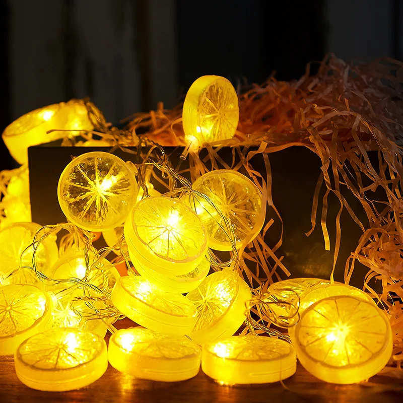 LED Lemon Garland Orange Slices String Light Yard Wedding Home Party Bedroom Decoration Lampy akumulatorowe Oświetlenie świąteczne