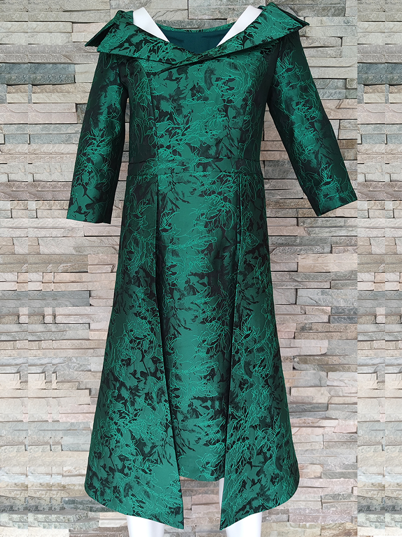 Vestido de brocado feito sob medida, vestido de mãe da noiva, vestido de casamento, roupa de mãe da noiva, vestido largo de tecido com decote aberto