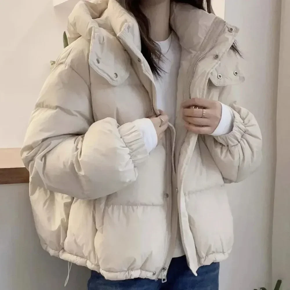 Veste Parkas à la mode coréenne pour femme, manteaux courts amples à capuche épais et chauds en coton rembourré, nouvelle collection automne-hiver 2024