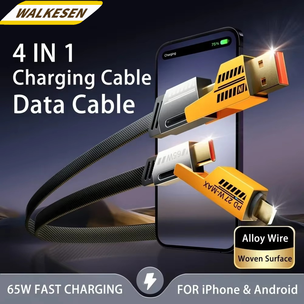 4 en 1 PD 65W Cable de datos multi USB llavero USB C PD Cable de carga rápida para iPhone 15 14 Max para MacBook Samsung tipo C dispositivo