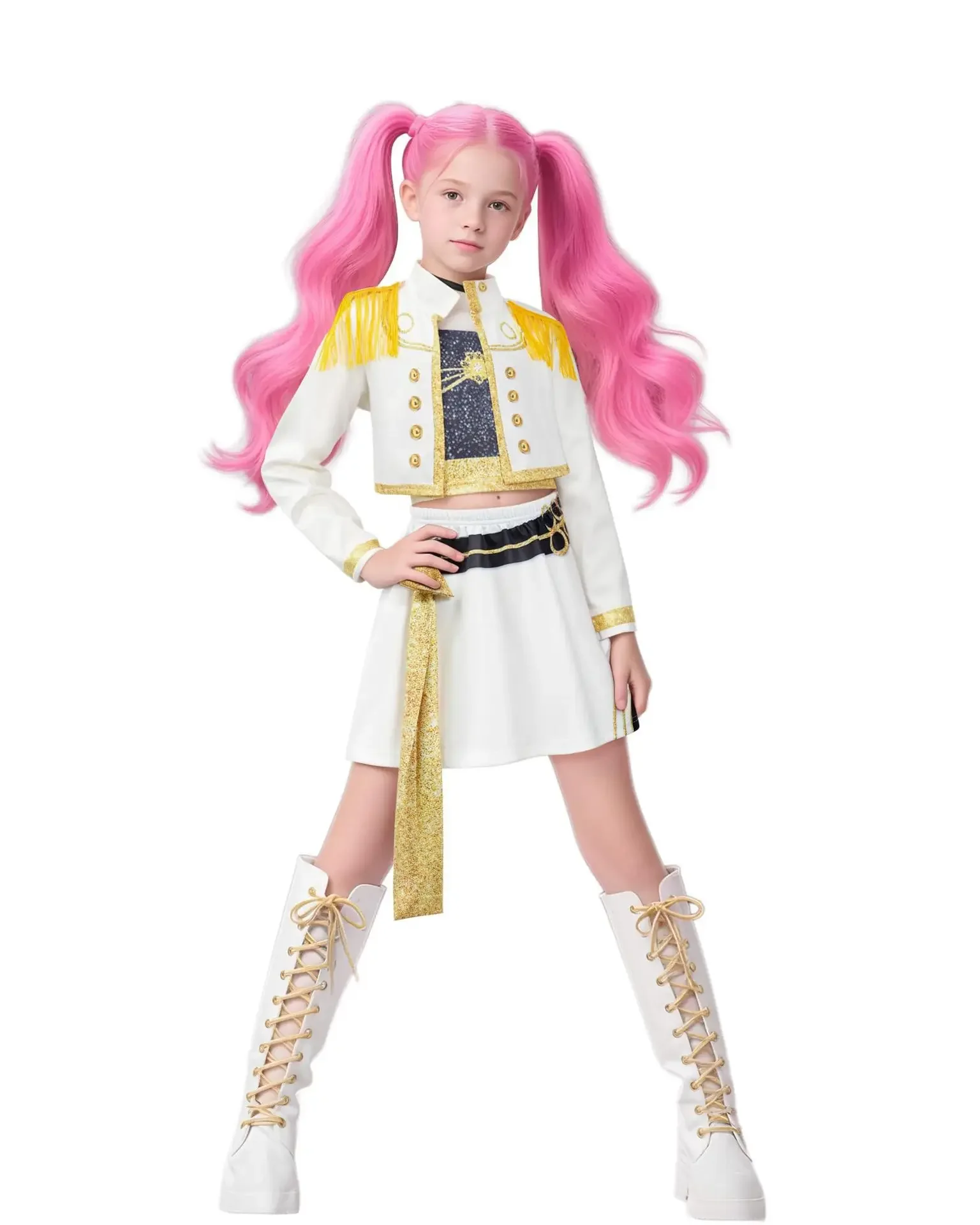Disfraz de Rumi Zoey Mira para niñas, conjunto de traje con estampado 3D de escenario, disfraz de cazadores de demonios k-pop, actuación, fiesta de Halloween para niños