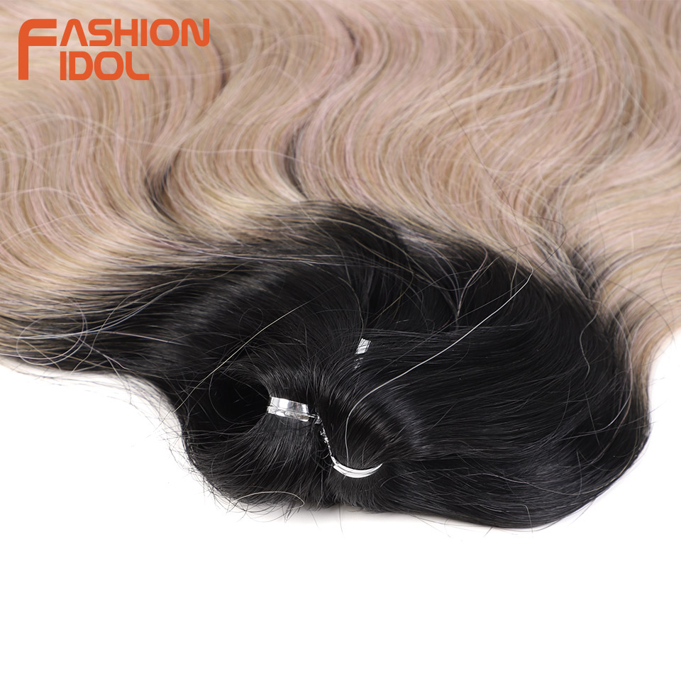Moda ídolo onda do corpo crochê cabelo 24 Polegada macio longo sintético tranças extensões de rabo de cavalo ombre azul verde extensões de cabelo