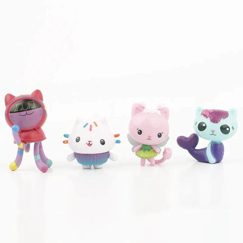 13 pçs/set dos desenhos animados gabby casa de bonecas anime figura brinquedo pvc modelo carro sorridente gato abraço gaby estatuetas bonecas para crianças presente