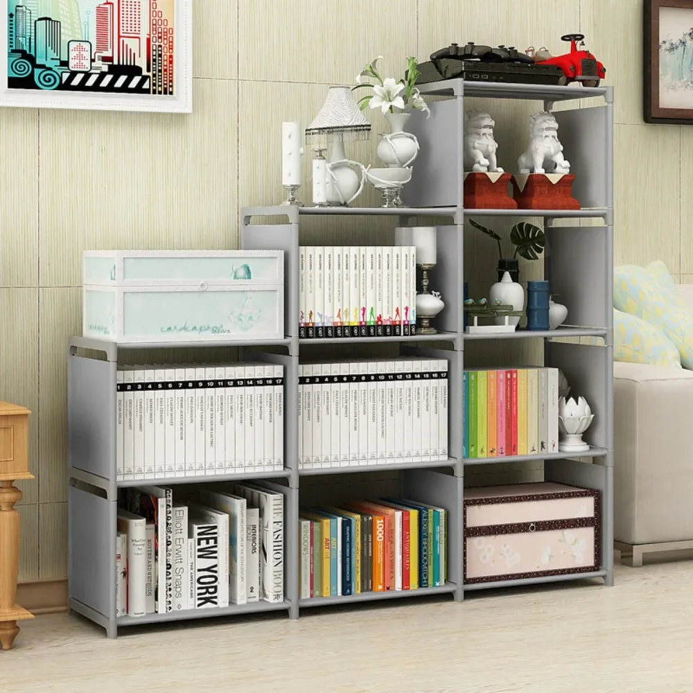 ชั้นวางหนังสือ Simple Book Storage Rack ตู้หนังสือชั้นวางเศษ Multi-Layer Closet Organizer ห้องนั่งเล่น Easy ASSEMBLY ตู้หนังสือเก็บ