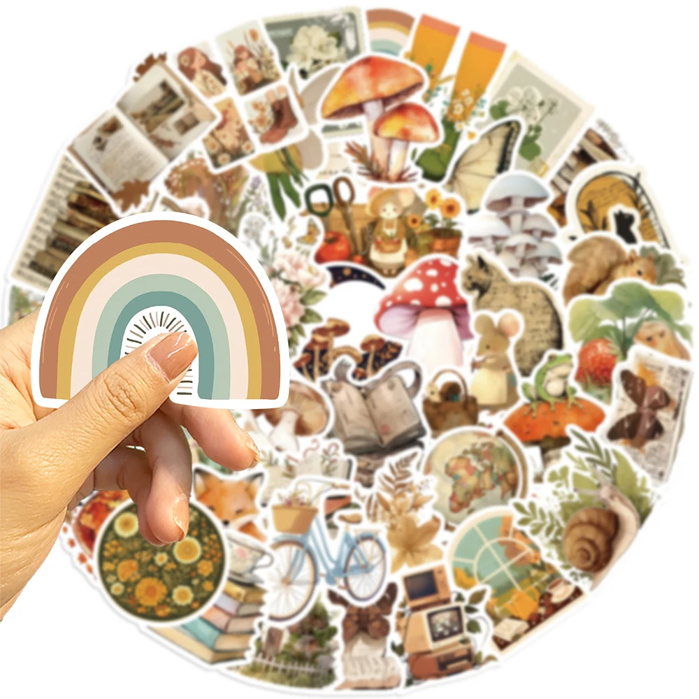 10/30/50pcs 동화 동물 책 그림 동화 스티커 미적 복고풍 만화 장식 데칼 장난감 선물