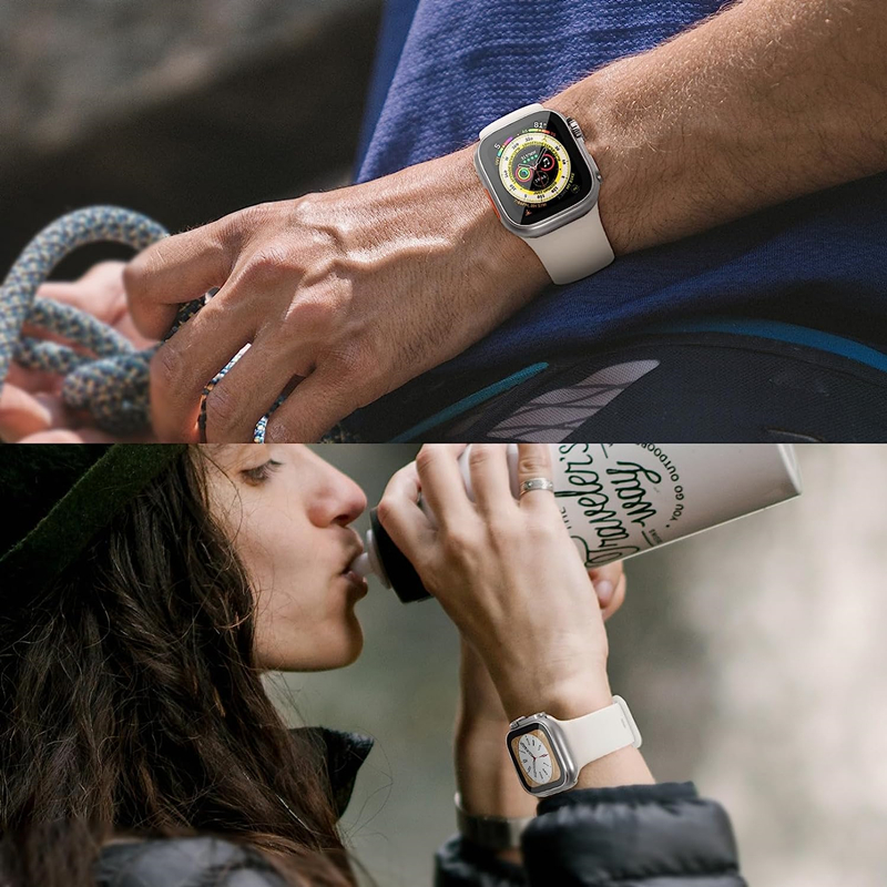 Защитная крышка для экрана Apple Watch 45 мм, 44 мм, 40 мм, 41 мм, жесткий передний и задний бампер из ПК, чехол iwatch 9 8 7 SE 6 5 4 Change To Ultra
