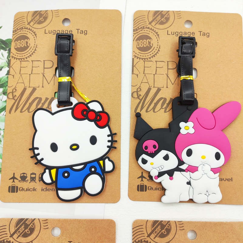 Kuromi cinnamoroll etiqueta de bagagem de viagem etiqueta de bagagem hello kitty mala id endereço titular bagagem embarque bilhete portátil
