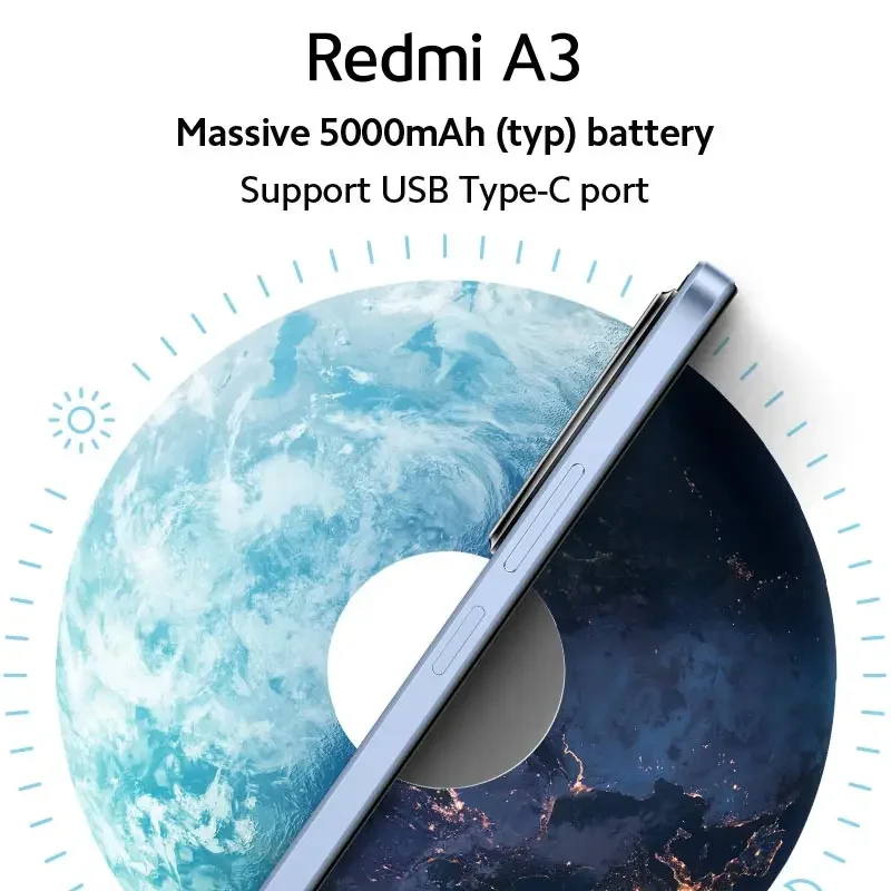 [Estreia mundial] Versão global Xiaomi Redmi A3 MediaTek Helio G36 Smartphone 90Hz 6,71 "Display Dot Drop 5000mAh Bateria