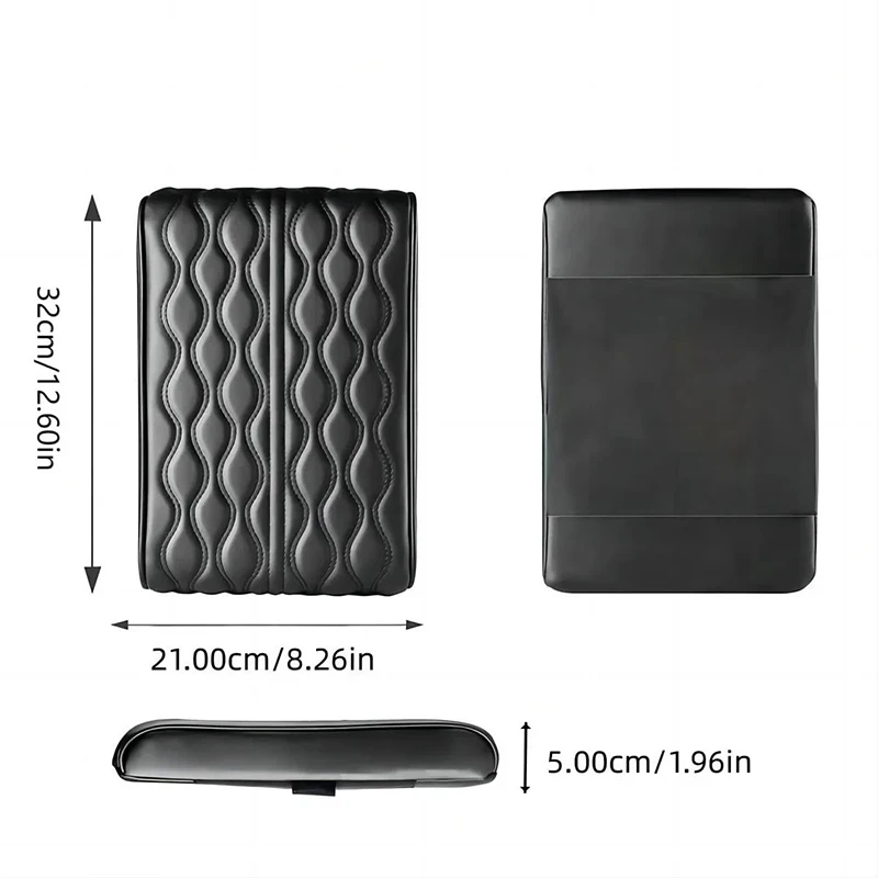 Wave ปักหนัง PU รถ Armrest Mat คอนโซลกลางส่วนที่เหลือแขนเบาะป้องกันอัตโนมัติที่วางแขนกล่องเก็บฝาครอบ Pad