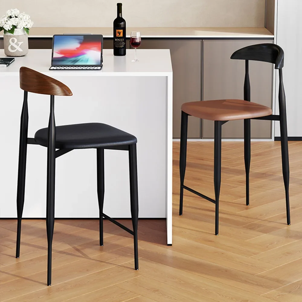 Modern Comfortable Bar Stools Aesthetic Counter Designer Ergonomic Makeup High Dining Chair With Back Balcony Library Furniture