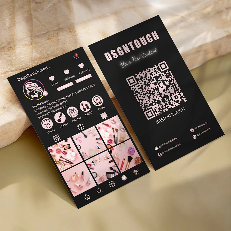 DsgnTouch Instagram Custom QR Card Review Customized Visit Lash Virtual Business Product Cards Beauty Personalized For Business