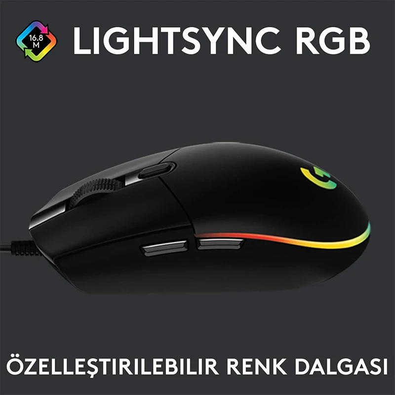 Ratón para juegos Logitech G102 LIGHTSPEED, ratón con cable de 8000 DPI, accesorios para ordenador portátil, sin versión de controlador, no se puede conectar al HUB G