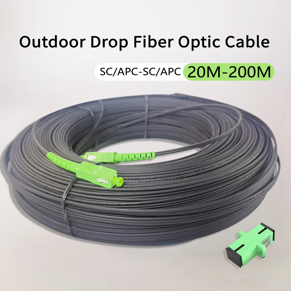 SC/APC-SC/APC Outdoor Drop Fiber Optic Cable 20M-200M FTTH Single Mode Single Optical Fiber Connectors Factory Wholesale
