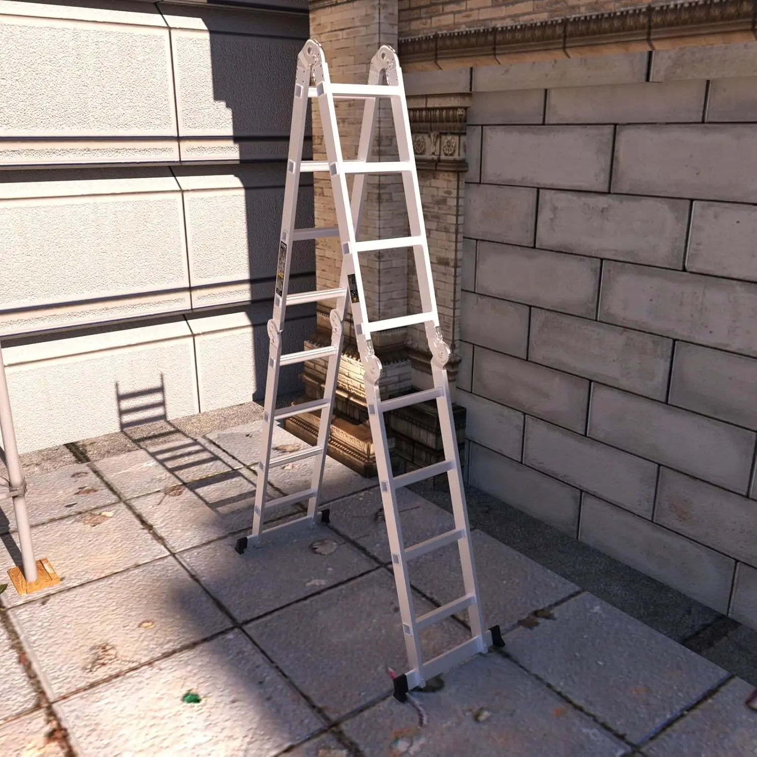 4.7M Folding Ladder 4x4 Aluminium Ladder MultiPurpose Ladder Combination Step Ladder for Home DIY Building Use with Platform