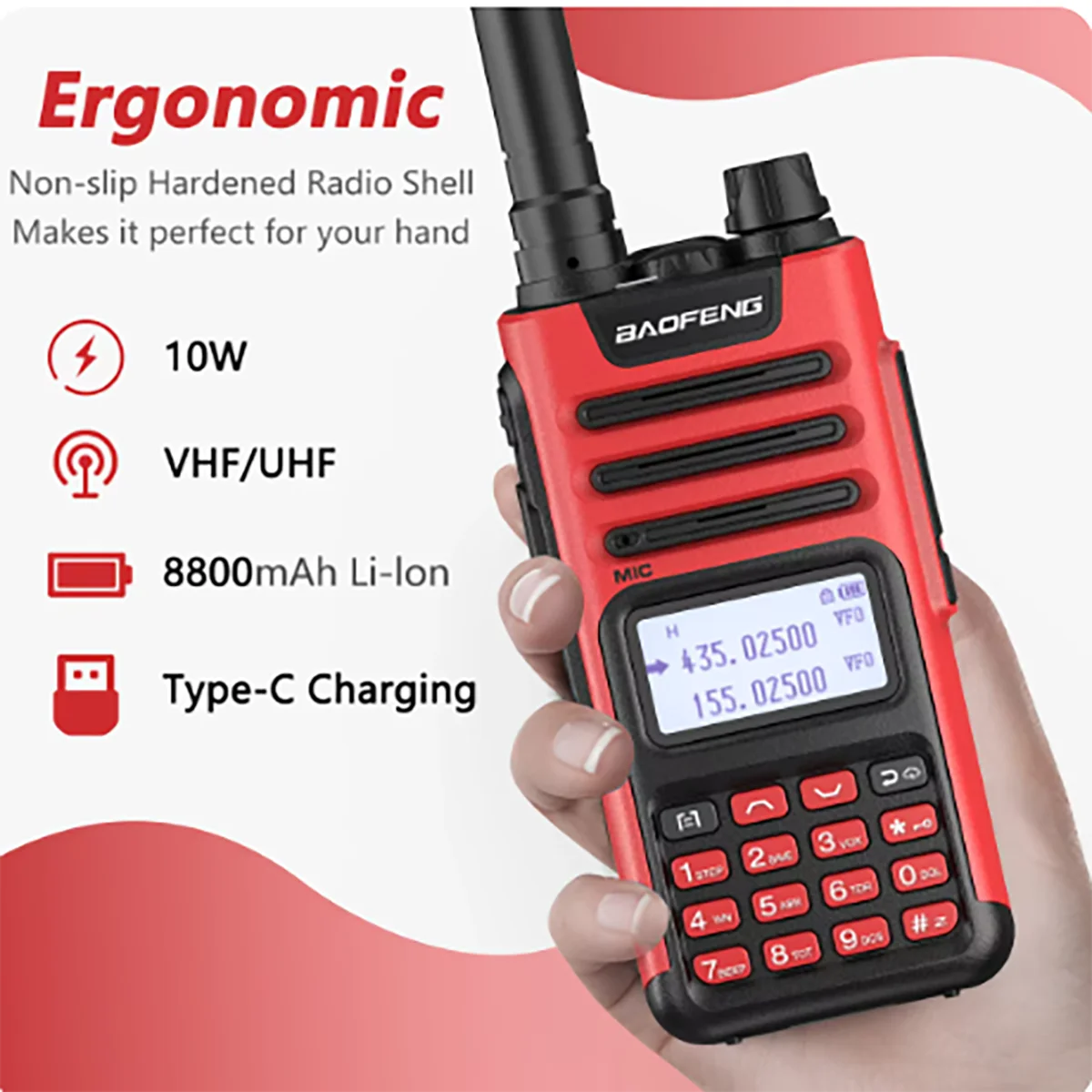 BAOFENG Walkie Talkie UV-13 Pro V2 Hochleistungs-Typ-C-Ladegerät VHF UHF Wasserdichtes Upgrade des UV-5R-Funkgeräts