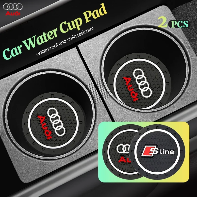 Posavasos de silicona para coche, alfombrilla con ranura para taza de agua, almohadilla antideslizante para audi S Line A1 A3 A4 A6 A7 Q3 Q5 Q7 RS3 RS4 RS5 S3 S4 S5 S7, 2 uds.