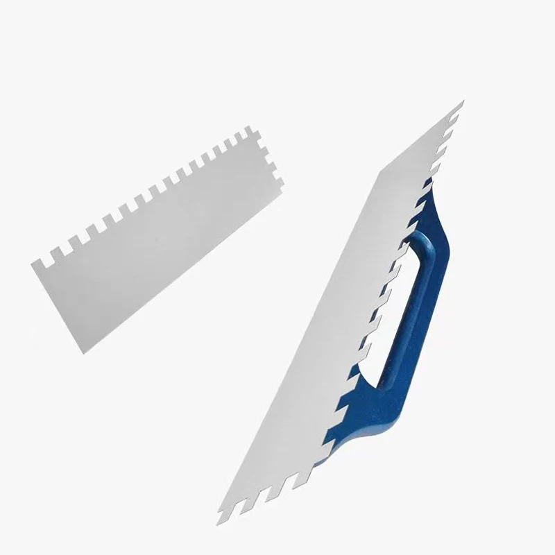 Ceramic Tile Trowel with Wood Handle, 15mm Serrated Trowel, Floor and Wall Leveling Slot, Bricklayer Tiling Tool, 48cm