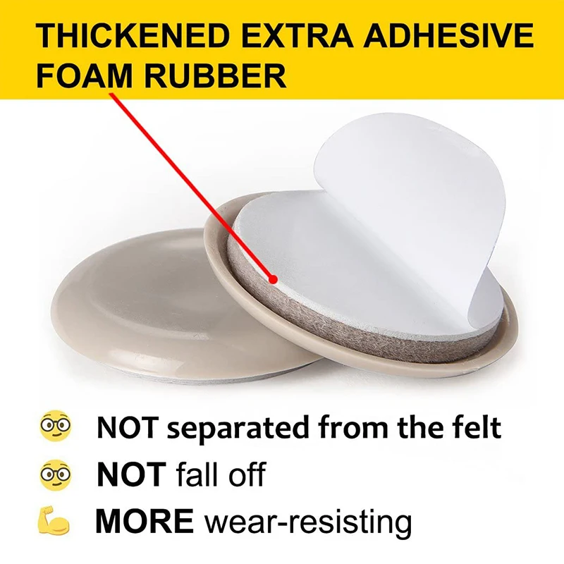 24PCS รอบเฟอร์นิเจอร์เครื่องร่อน Self Adhesive Moving Sliders ชั้นเก้าอี้โซฟา Slider Pad เฟอร์นิเจอร์ตารางฐานป้องกัน