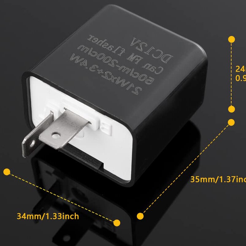 Relé intermitente electrónico LED de 2 pines ajustable de velocidad de 12V para señal de giro de motocicleta reemplazo directo advertencia de peligro Universal