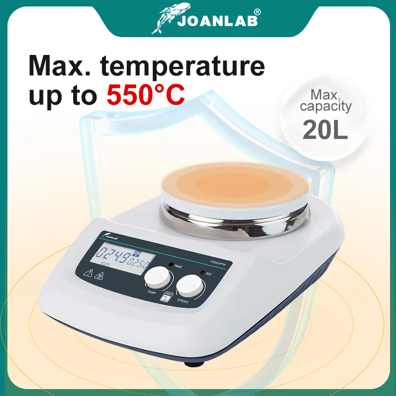 JOANLAB Agitatore magnetico con riscaldamento Display digitale Agitatore termostatico Miscelatore magnetico con piastra riscaldante da laboratorio 20L