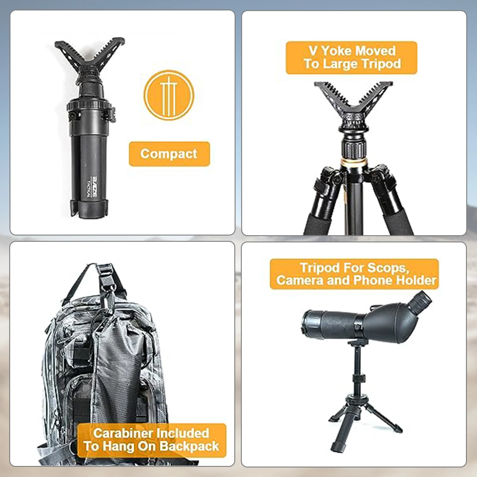 Trípode de tiro táctico, soporte de yugo en V portátil de altura ajustable, trípode de construcción de aluminio duradero para exteriores
