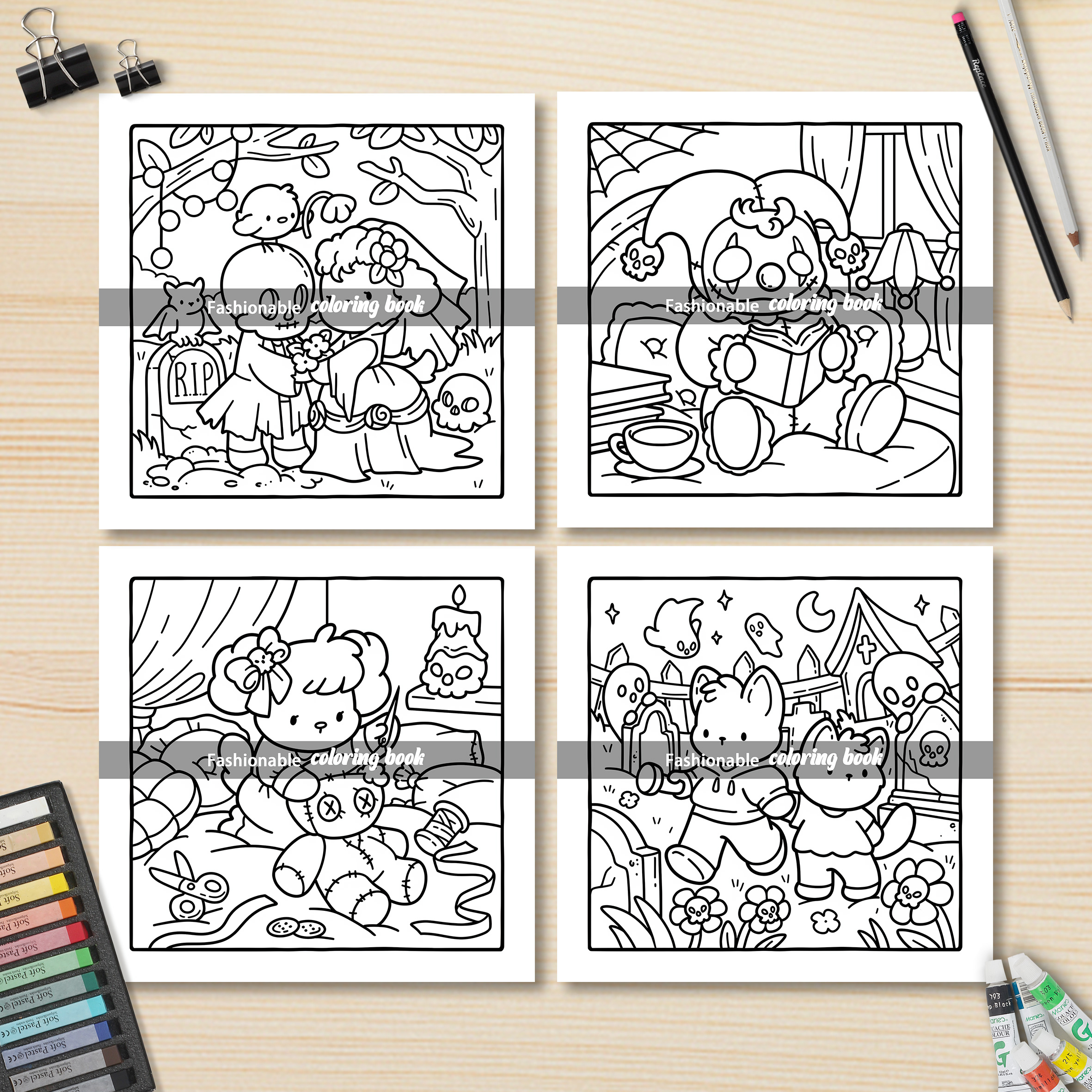 SPOOKY MOMENTS Bold-easy Patterns Coloring Book for Adults Cute Drawing Book Perfect Gift for Party and Birthday