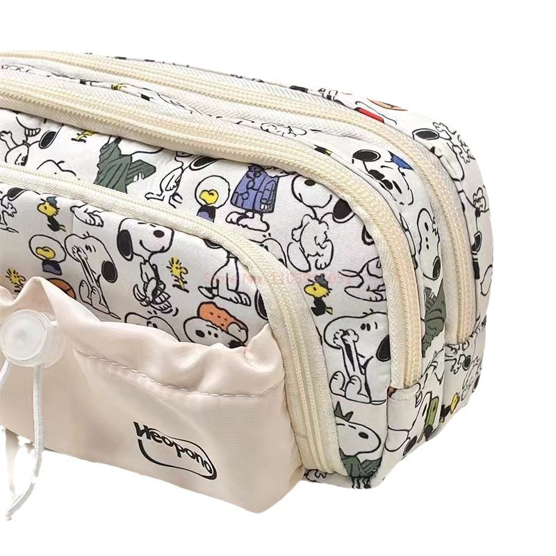 อะนิเมะ Snoopy ดินสอกรณีกระเป๋าสตางค์การ์ตูนปากกากระเป๋าขนาดใหญ่ความจุผู้หญิงนักเรียนหญิงโรงเรียนเครื่องเขียนเก็บเด็กกล่องปากกา