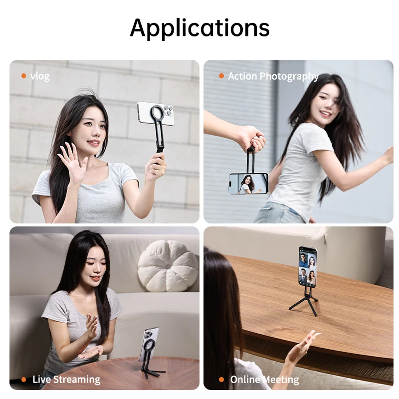 ​Ulanzi MA30 Carabiner-Mounted Phone Tripod for iPhone 15 14 13 12 Pro/Pro Max Dual-sided Magnet Tripod Desk Mount Phone Handle