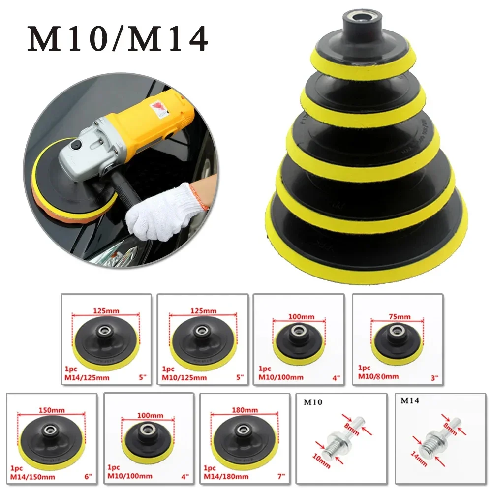1-3Set 3-7inch Backing Pad M10 M14 Sanding Holder Disc Hook and Loop Polishing Backer Plate Drill Rod for Polisher Grinding Tool