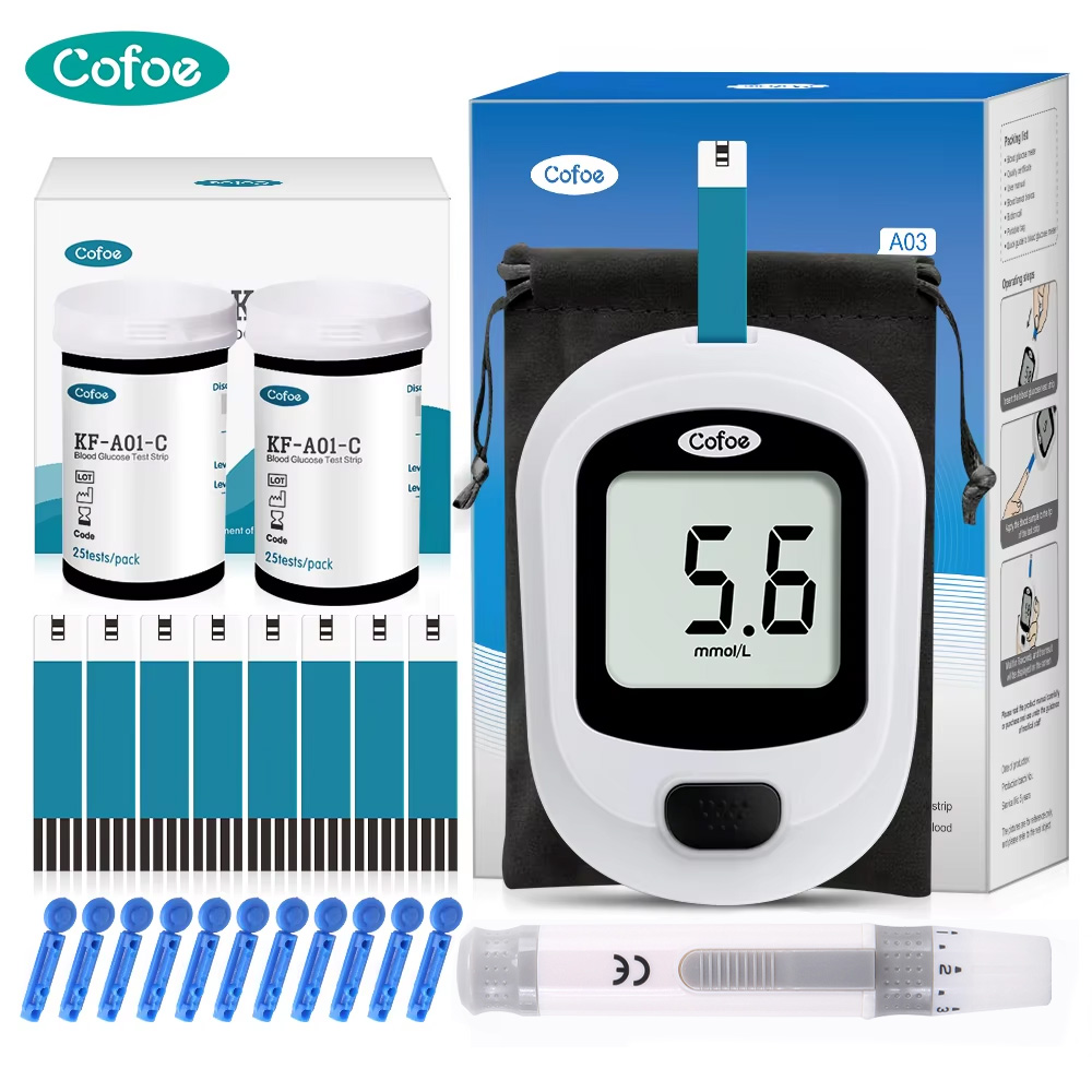 Cofoe Yice medidor de glucosa en sangre con tiras reactivas kit de glucómetro para Diabetes Monitor de azúcar en sangre para Diabetes médica para diabéticos