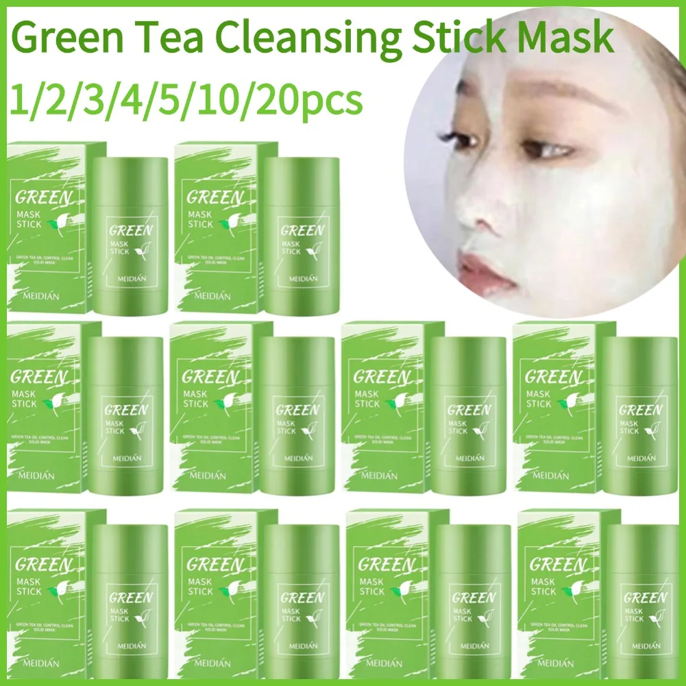 Máscara de limpeza facial, chá verde, bastão de limpeza, encolher poros, removedor de cravo profundo, hidratante facial, filme de máscara de limpeza profunda