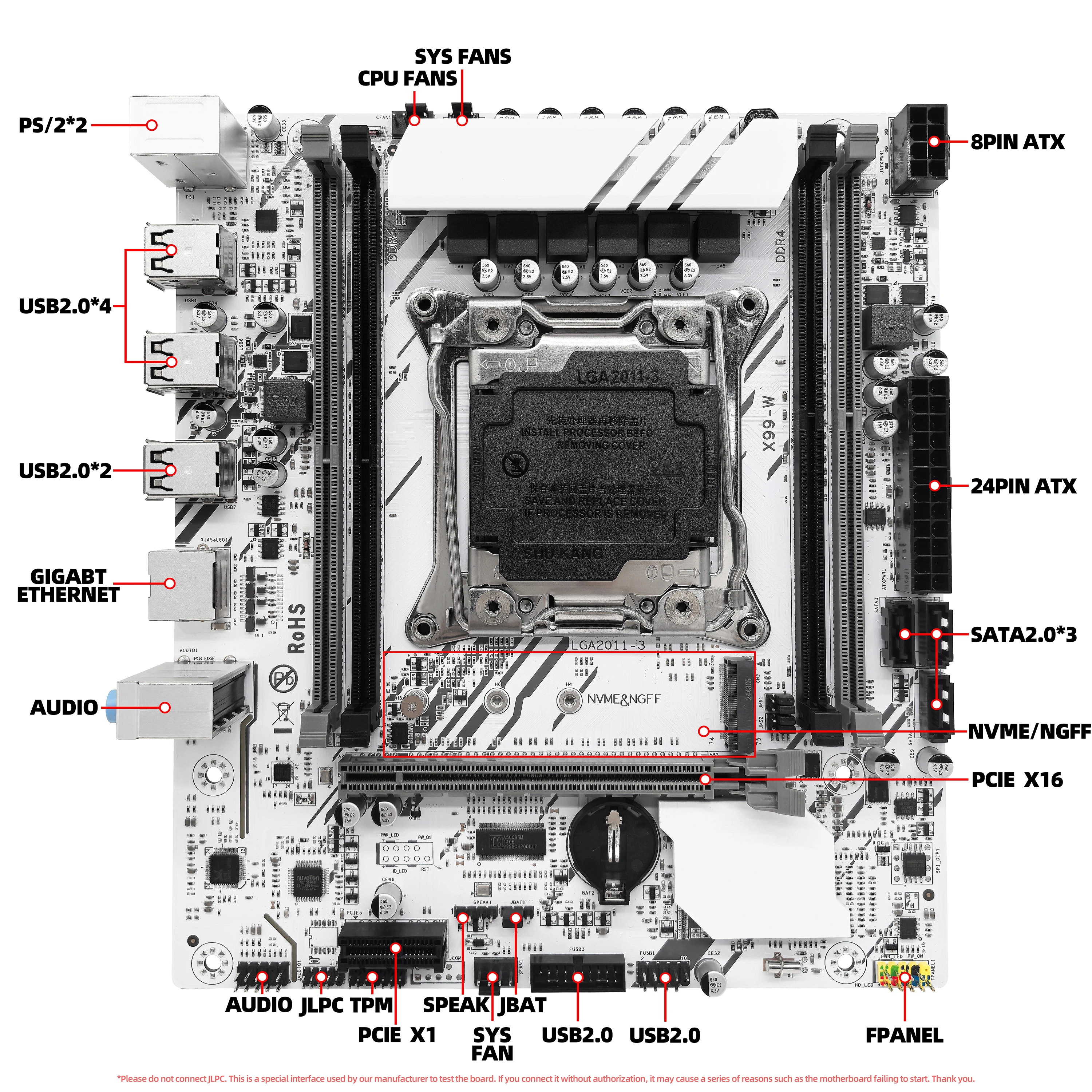 ZSUS X99-W Motherboard Set Kit With LGA2011-3 Xeon E5 2680V4 CPU DDR4 16GB (1*16GB) 2133MHZ RAM Memory NVME M.2 SATA