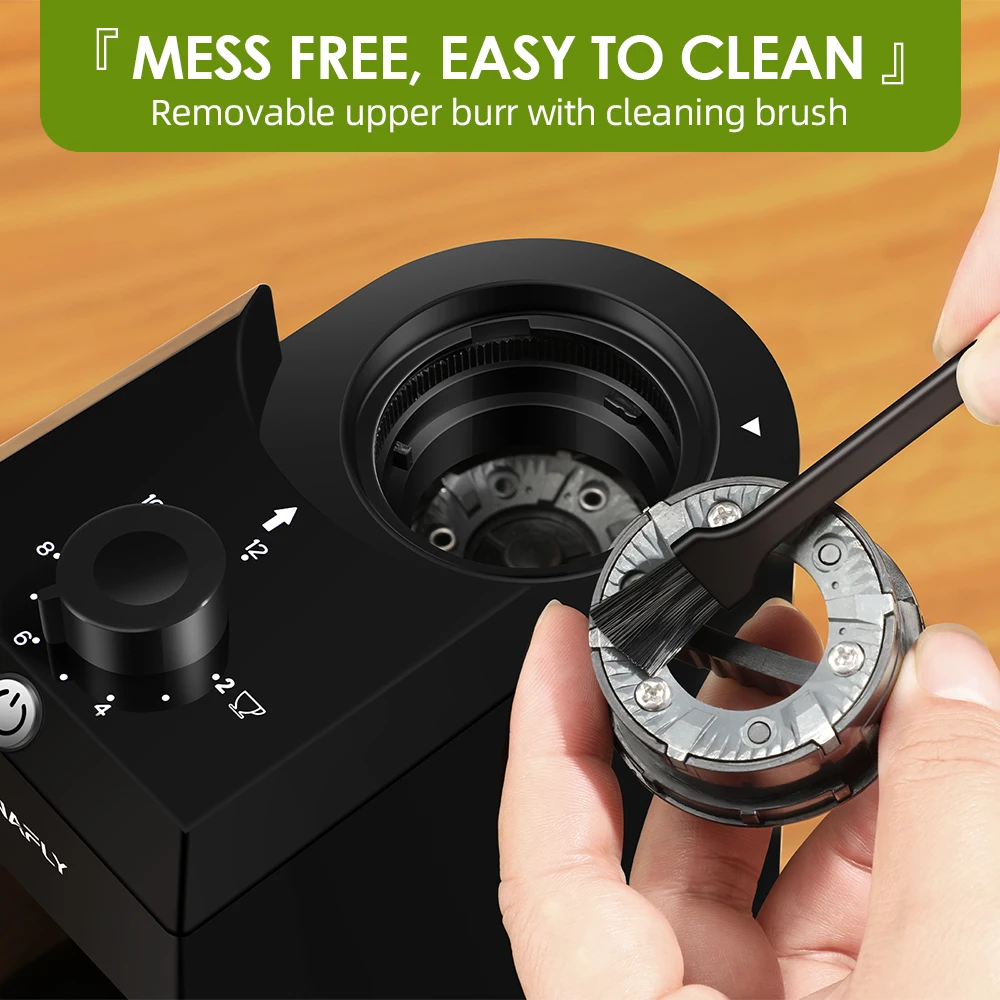 Moedor de café elétrico automático, moinho de rebarbas, moagem de grãos de café com 28 configurações de moagem para espresso, imprensa francesa, 2-12 copos