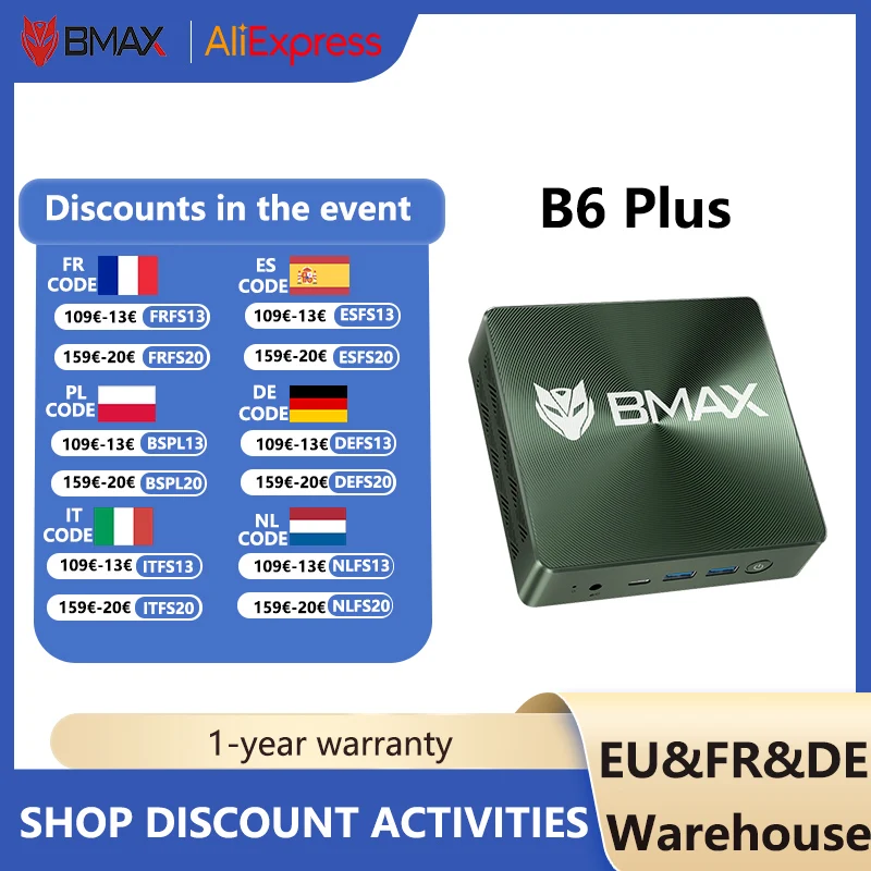 Мини-ПК BMAX B6 Plus Intel Core i3-1000NG4 до 3,2 ГГц, 12 ГБ LPDDR4 512 ГБ SSD Wi-Fi 5 BT 4,2 3,5 мм Аудио мини-ПК