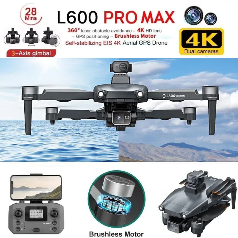 HOT-4K プロフェッショナル HD デュアルカメラ新 L600 PRO MAX GPS ドローン 5 キロ 3 軸ジンバル 360 障害物回避ブラシレス Quadcopter おもちゃ